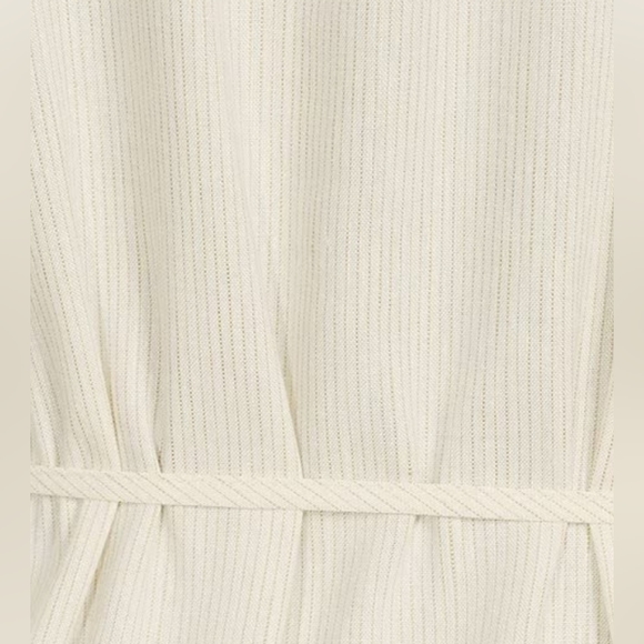 Alex Marie Long Sleeve Striped Fit & Flare Dress Button Up Stand Collar Beige 4 - Picture 3 of 10